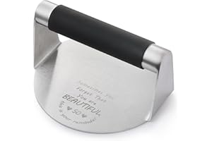 HAMMER IRON ALLEY Smash Burger Press, HIA 5.5 inch Burger Smasher, Stainless Steel Hamburger Smasher Tool for Griddle, Non Stick Hamburger Grill Press for Smashburger, Sausage, Bacon and Beef Patties