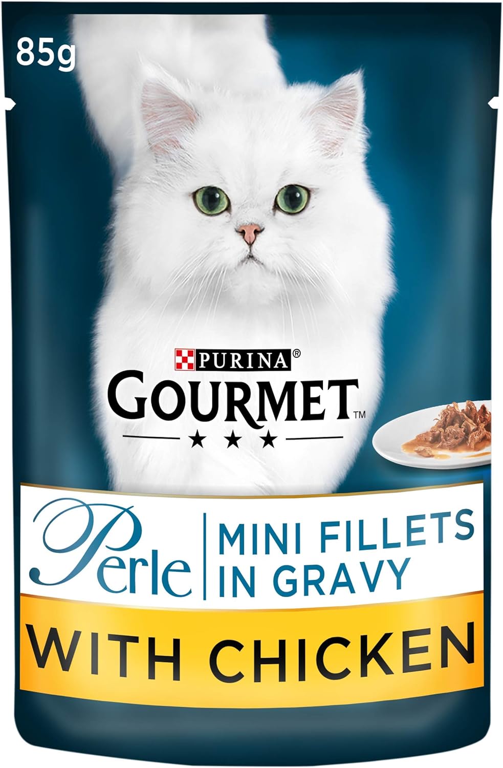 Gourmet Mini Fillets in Gravy Chicken Wet Food Pouch for Adult Cat 24 x 85 g, 2.21 kg (Pack of 1)