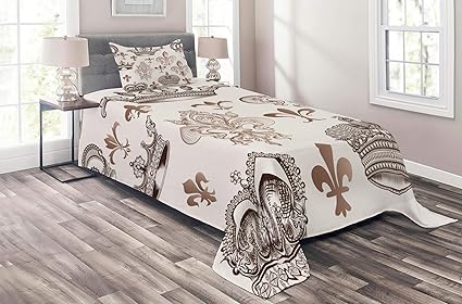 Amazon Com Lunarable Fleur De Lis Coverlet Set Twin Size