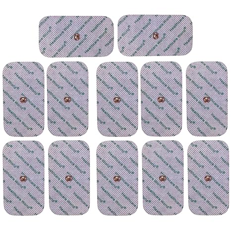 Healthcare World 12 Stück Druckknopf Größen 9cm x 5cm Elektroden Pads passend zu TENS EMS Geräten Sanitas und Beurer