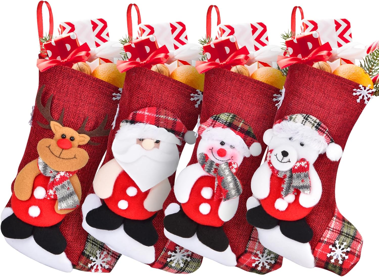 Stockings & Holders - Tupetcs Christmas Stockings, Mini Burlap Christmas Stockings for Kids, Holiday and Family Stocking for Fireplace Xmas Holiday Party Decoration(4 Pack)