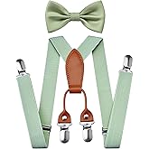 Branduce Adjustable Baby Boy Pre-tied Bow Tie and Suspenders Set Kids Y Back Suspenders with 4 Strong Clips