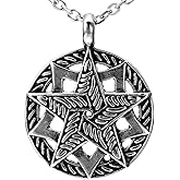 Urban Jewelry Vintage Style Pentacle Pentagram Crescent Moon Stainless Steel Pendant Necklace for Men (21-inch chain)