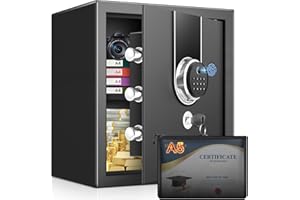 2.0 Cuft Biometric Safe Box with Fireproof Waterproof Bag, Fingerprint Safe for Home with Digital Keypad and Spare Keys, Dual