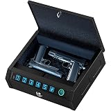 AIRMuch Biometric Gun Safe for Handgun 1s Quick Access 3-Ways Unlock Fingerprint Digital Pin Key Unlock Pistol Safe with LED Light, Carbon Steel Gun Safes Lock Box for Home Nightstand Bedside Car