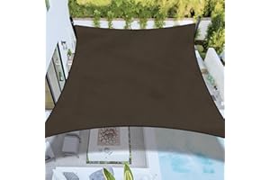 Bynbbur Sun Shade Sail 14'x14' Rectangle Shade Cloth for Garden, Permeable Shade Canopy Outdoor Patio Covers for Pergola Backyard Deck Outside Activity, Brown