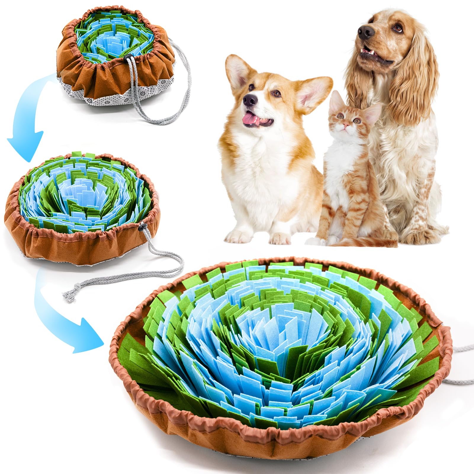 Snuffle Mat for Dogs,Feeding Mats for Dogs - Washable Interactive Play Toy Dog Mat Eliminates Boredom, Stimulates the Mind, Encourages Natural Foraging Skills and Slow Eating