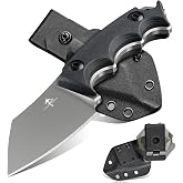 Purple Dragon EDC Fixed Blade Knife with Rotatable Sheath,D2 Survival Knife | Small Hunting Knife with Ergonomic Black G10 Handle, Small Camping Knife for Outdoor Hiking, Gift Idea for Men Women