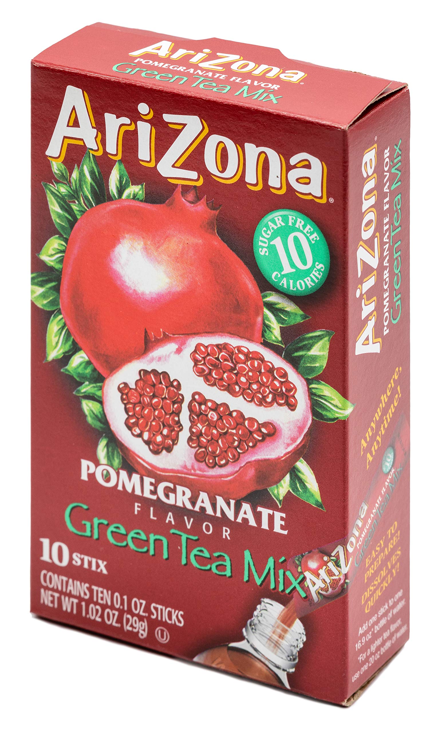 AriZona Pomegranate Green Tea Iced Tea Stix Sugar Free, Low Calorie