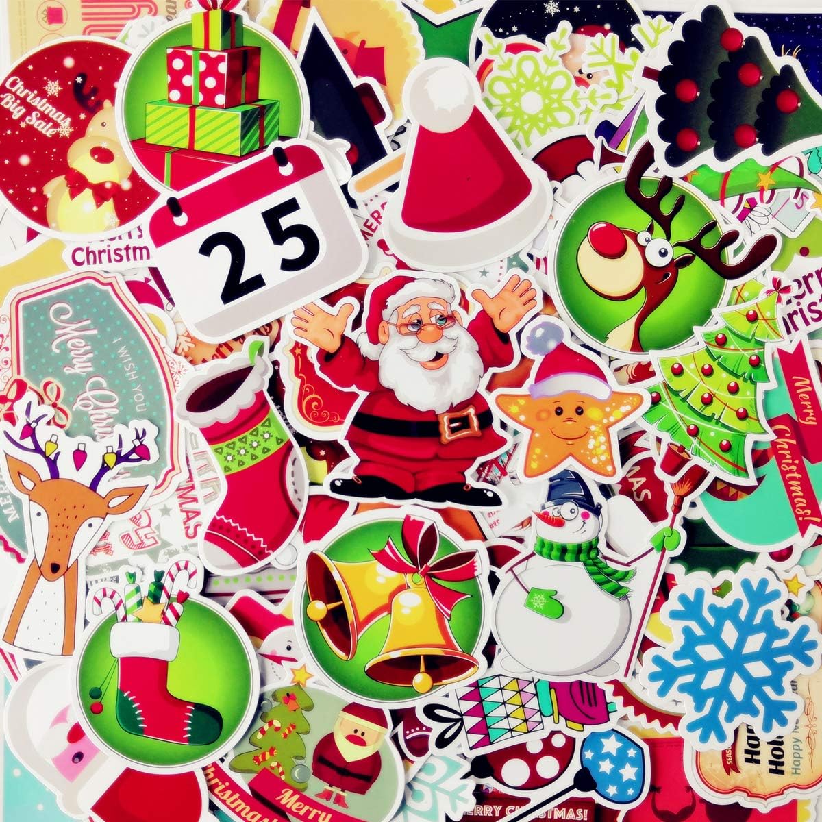 AhaSky Stickers, Christmas Stickers 100pcs, Vinyl Decal Stickers Pack Graffiti for Laptop Macbook Skateboard Snowboard Luggage Suitcase iPhone Car Bike Motorcycle, Laptop Stickers, Bumper Stickers