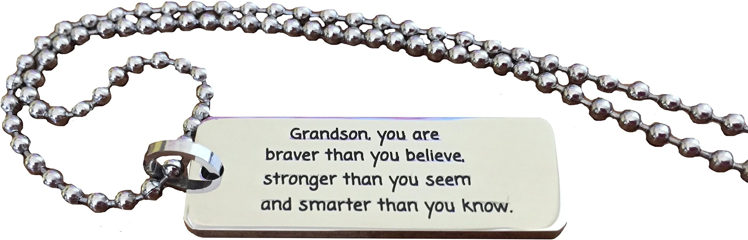 'Grandson, You are Braver Than You Believe.' Inspiring Necklace Pendant Grandson Gift