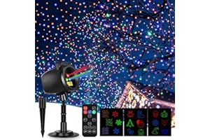 AVOKADOL Christmas Laser Projector Lights Outdoor,Halloween RGB Laser Light Projector Indoor, 2025 Firefly Lights Show, IP65 Waterproof Holiday Decoration,3 Colors Plus 3 Cards(Halloween/Snowflake/Christmas)