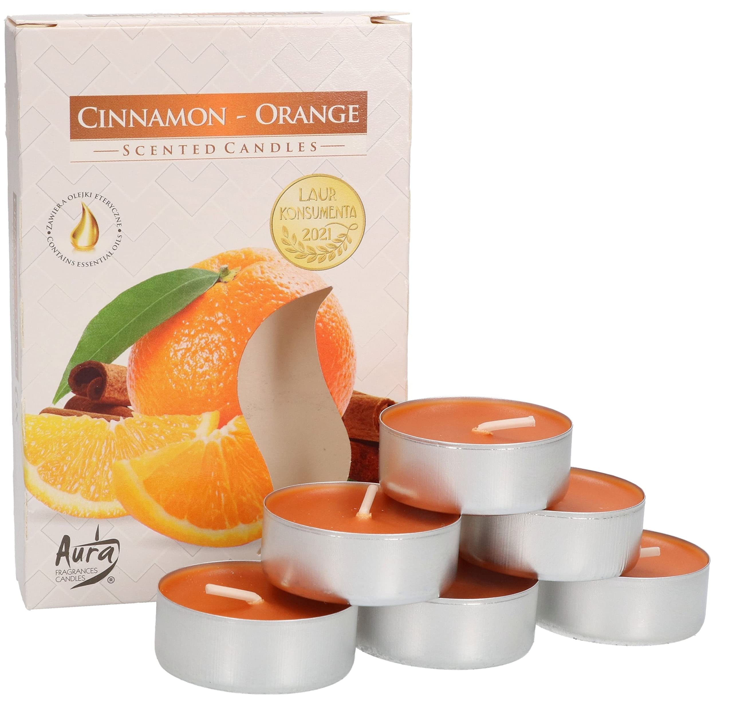 KOTARBAU® Cinnamon Orange Scented Tea Lights - Pack of 6-4 Hours Burn Time
