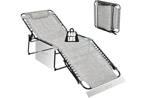 GYMAX Lounge Chair Outdoor, 200KG 69cm Oversize Folding Chaise Lounge with Adjustable Backrest & Removable Pillow, Portable C