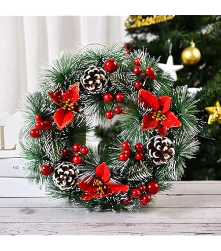 Amazon.com: 13 Inch Pre-Lit Artificial Christmas Wreath with LED