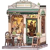 CUTEBEE Book Nook Kit - DIY Miniature House Dollhouse Kit for Adult and Teens, Booknook Bookshelf Decor Alley Model Build with LED Light, Gifts for Family and Friends (Sunny Cafe)