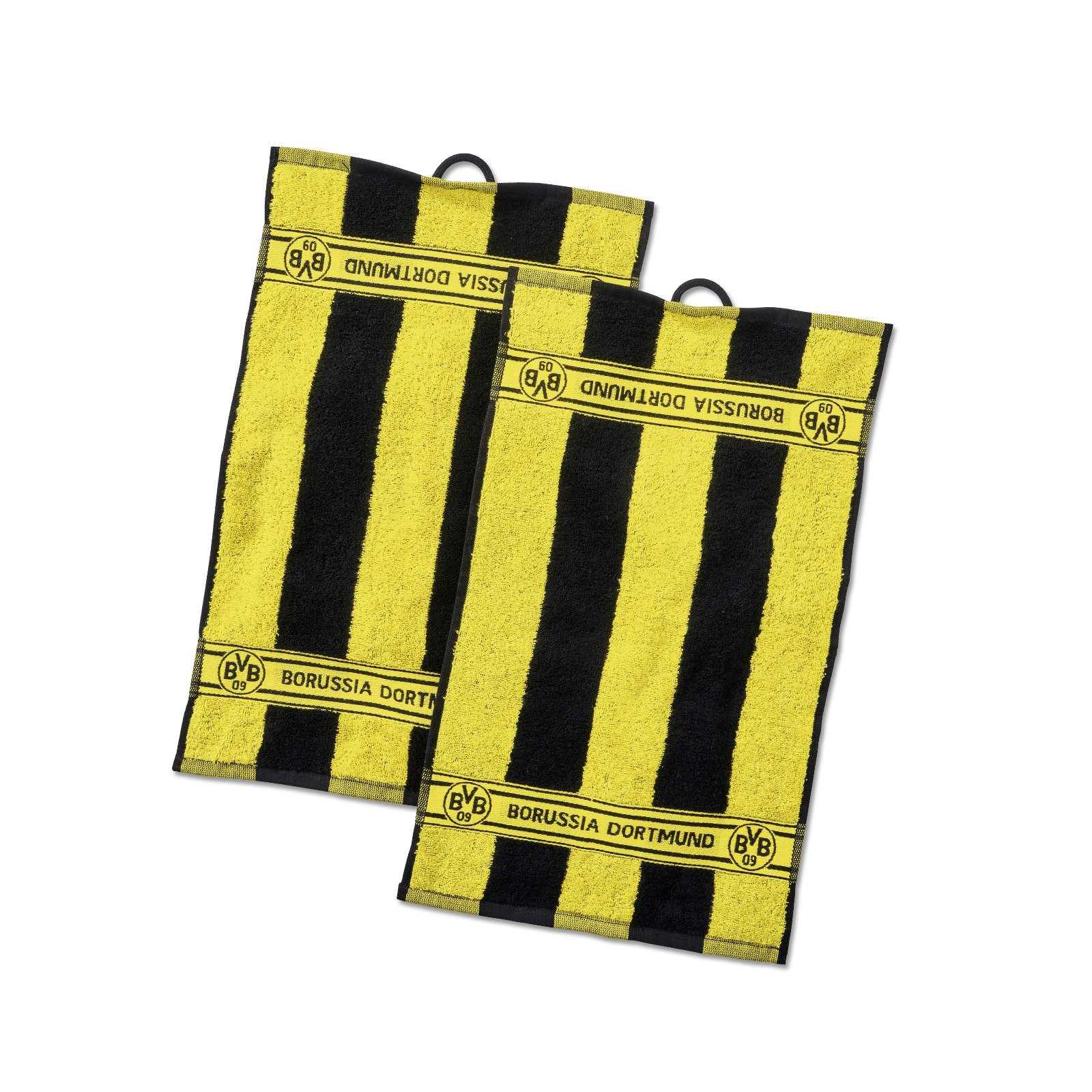 Borussia Dortmund, Guest towels with block strips (2 pieces), black-yellow,