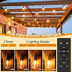 Rovnoes Outdoor String Lights with Remote