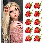 10 Pcs Strawberry Hair Clips Women Bangs Alligator Clips Christmas Birthday Decoration Accessories Fruit Daily Hairpins Red Green Bobby Pins