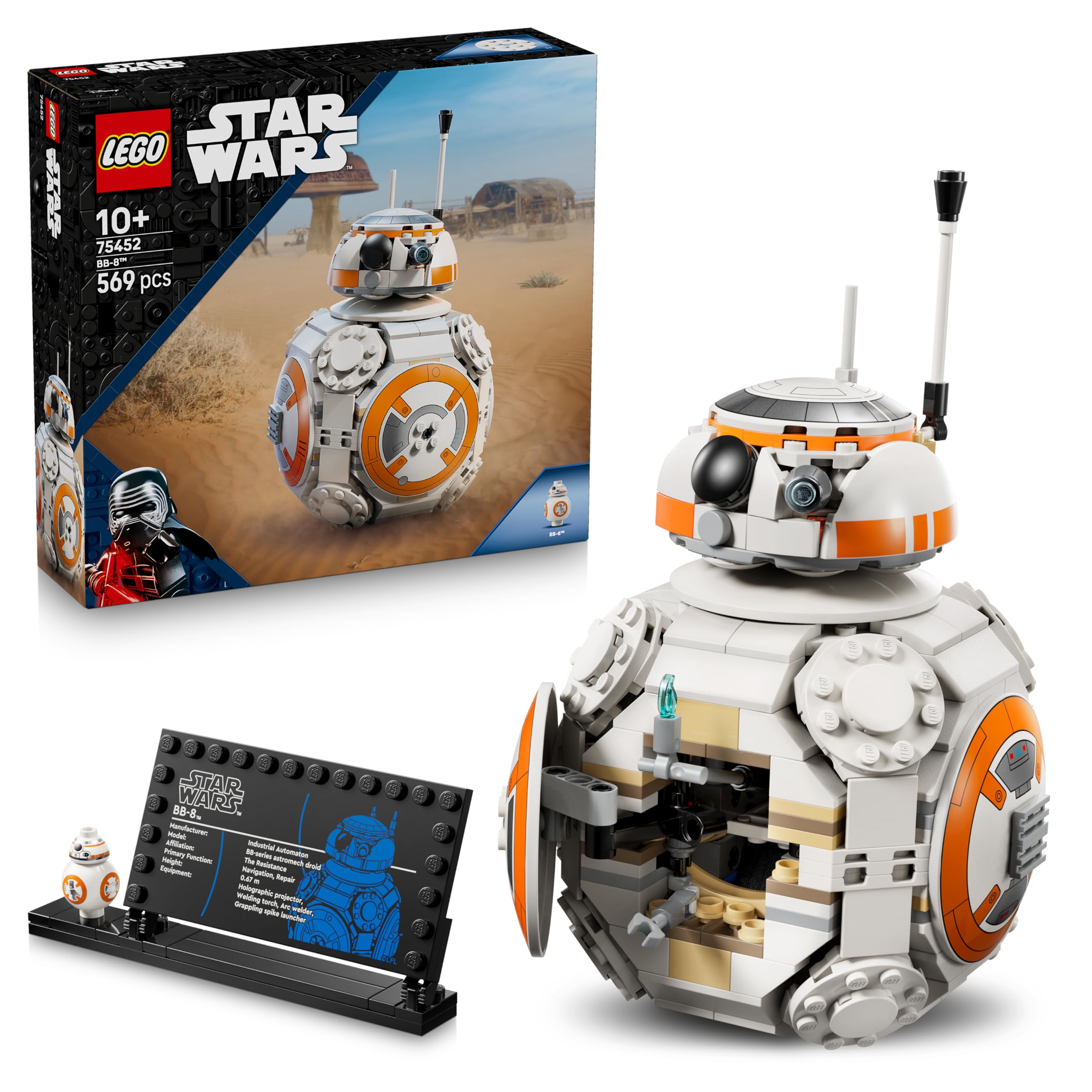 LEGO Star Wars 75452 Droide Astromeccanico BB-8 - Regali per la Festa del Papà - Action Figure Giocattolo con Testa Rotante - Decorazione per la Camera da Letto per Ragazzi, Ragazze e Fan da 10 Anni