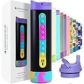 Elemental Iconic Water Bottle for School - 100% Leak-Proof Insulated Water Bottles with Straw Lid & Pop-It Handle - Triple-Wall Insulated & BPA-Free, 20oz – Black Tie Dye