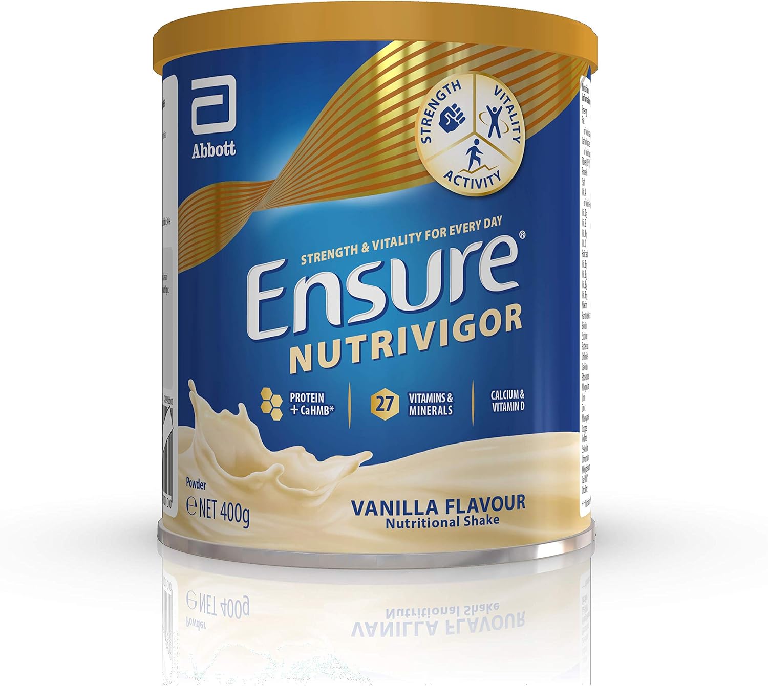 Ensure NutriVigor Nutritional Shake, Vanilla Flavour, 400g, Food Supplement with Protein, HMB & 27 Vitamins & Minerals