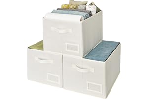 GRANNY SAYS Storage Bins with Label Holder, Pack of 3 Extra Large Storage Baskets for Shelves, Closet Storage Bins for Bedroo