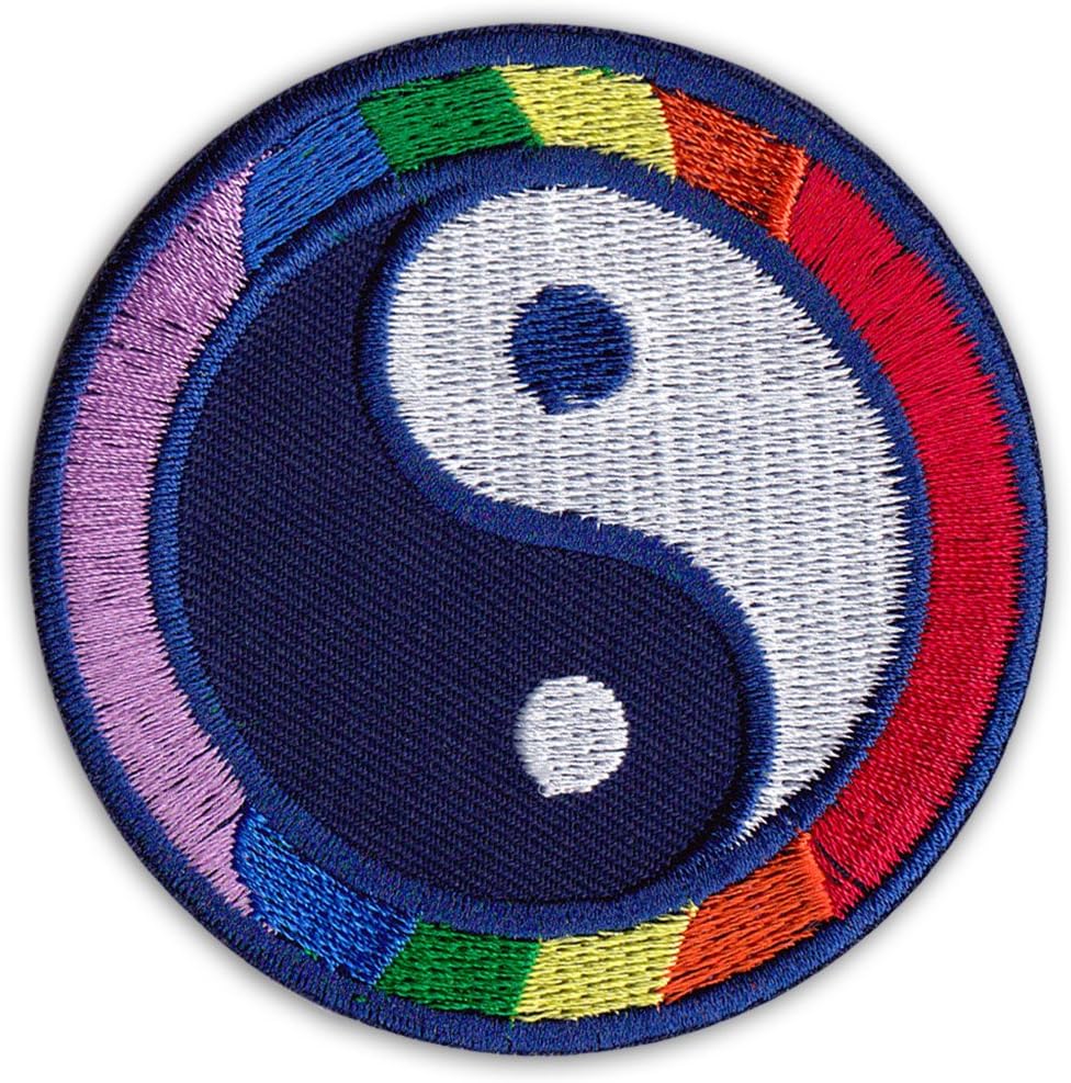 Wakapu Psychedelic Yin & Yang Symbols Patch Iron On Sew On Embroidered Buddha Yoga Martial Arts Club Party Festival (Small)