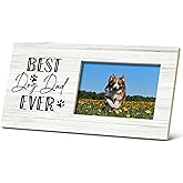 SRADMO Dog Dad Gifts - Best Dog Dad Ever 12x6 inch Wooden Tabletop Photo Frame