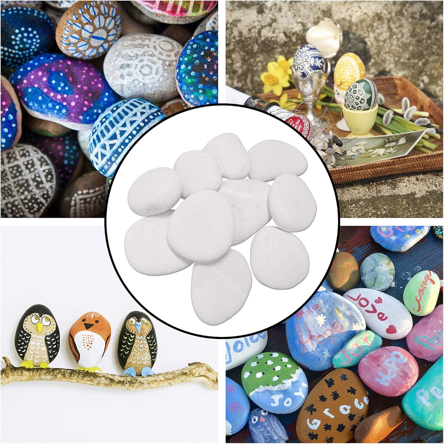 TIDYON 10 Rocks for Painting Smooth White Large River Rocks for Kids Painting and Crafting Garden Decor (2-4 inches) : Garden & Outdoor