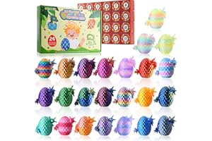EIMONEY Advent Calendar 2025,24PCS 3D Printed Dragon Eggs with Dragon Inside,Movable Dragon Realistic Slithering Design,3D Printed Dragon,3D Animals Collectibles for Adults and Kids (24PCS-Multicolor)