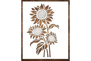 DLY LIFESTYLE Large Sunflower Stencil for Painting (12x15 Inches) - Flower Stencils for Crafts Reusable for Canvas, Fabric, Furniture - Wall Stencil - Floral Stencils for Painting on Wood
