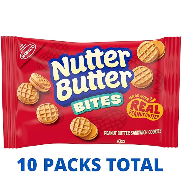 NUTTER BUTTER BITES PEANUT BUTTER SANDWICH COOKIES, 10 SNACK PACKS