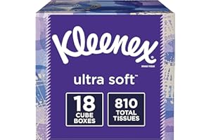 Kleenex Ultra Soft Facial Tissues, 18 Cube Boxes, 45 Tissues per Box (810 Tissues Total)