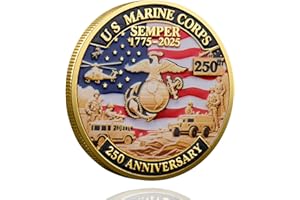 SNKVAUP 250th Anniversary Marine Corps & U.S. Army Challenge Coins – Double-Sided 1.57” Military Collectible Coins with Engraved Emblems – Patriotic Veteran Gift for USMC 250th Anniversary