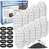 MyfatBOSS Cat Fountain Filter Replacement, Cat Water Fountain Filters Compatible with Rellaty & Fit for Neareal 3.2L/108oz Fountains, 10PCS Replacement Filters with 10PCS Sponge 10+10 Pack
