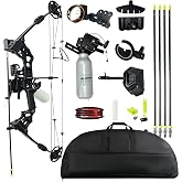 AISANJAN 30-65LBS Bowfishing Compound Bow Combo RH with Reel &amp; Solid Arrows | 18"-29.5" Adjustable Draw Length, All-in-One Bowfishing Set, Sturdy Build, for Outdoor Fish Hunting &amp; Archery Target Practice