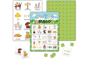 KFNER Easter Day Bingo Games - Bunny Bingo Card - 24 Players Bingo Game Set for Adult Family Friends Colleagues - School Classroom Indoor Outdoor Activities - Spring Party Favors Supplies -C02