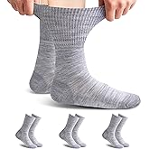 Forcool Merino Wool Non Binding Loose Top Cushioned Sole Dress Crew Diabetic Socks for Men and Women, M/L/XL, 3 Pairs