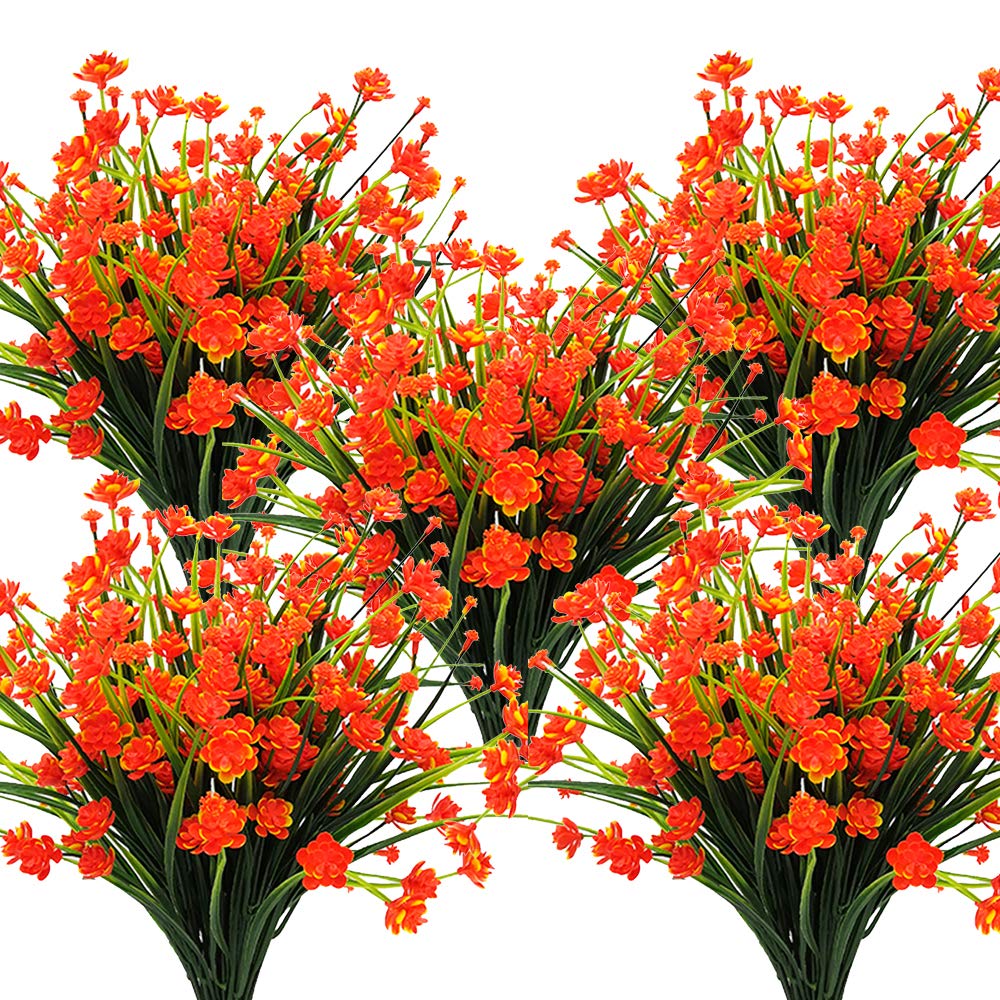 Grunyia 10 Bundles Artificial Daffodil Outdoors Flowers (Orange)