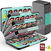 CYKOARMOR Game Card Case Holder for Nitendo Switch/Switch 2(2025) - Hard Shell Portable Cartridge Case with 96 Game Slots & 24 Micro SD Card Slots, Protective Organizer Traveler, Blue Black