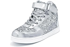 Wooowyet Glitter Shoes Kids High Top Sneakers for Boys Girls Gift Party Birthday Christmas Halloween