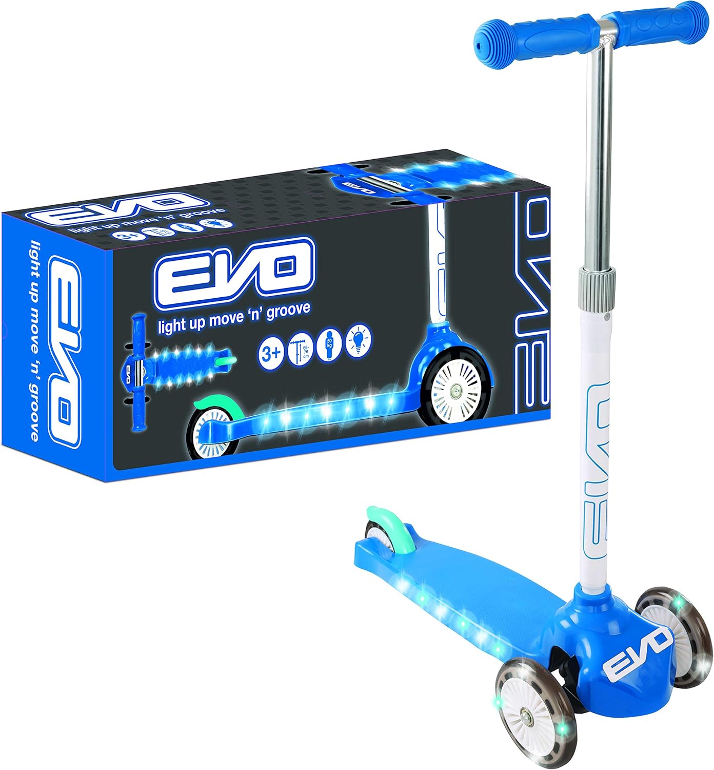 Evo Light Up Move N Groove Three Wheeled Scooter Outdoor Scooters For