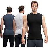 KISTA 3 Pack Men's Sleeveless Workout Shirts, Dry Fit Running Compression Cutoff Shirts, Athletic Base Layer Tank Top