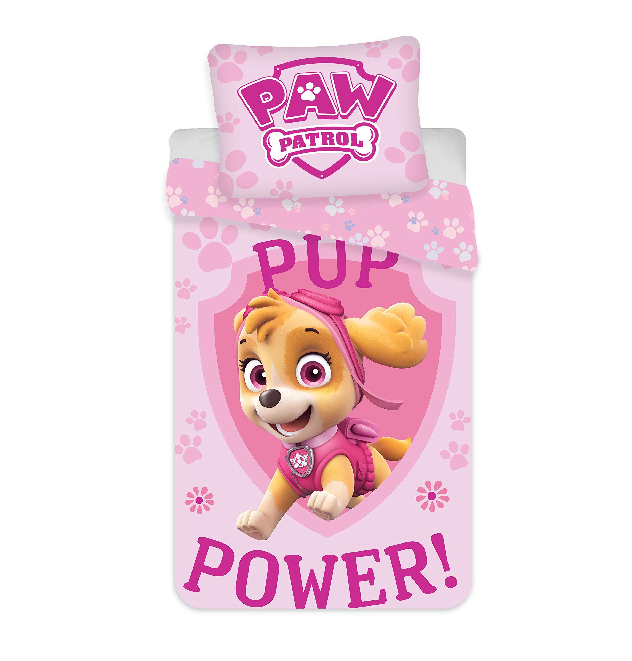 Paw Patrol Skye Children's Bed Linen 2-Piece Set Duvet Cover 100 x 135 cm + Pillowcase 40 x 60 cm 100% Cotton Oeko-Tex Pink