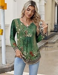 Zeagoo Women's Dressy Casual Tops Floral Boho Shirt