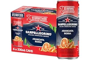 SAN PELLEGRINO Sanpellegrino, Aranciata Rossa Orange Sparkling Fruit Beverage, 11.15 Fl Oz Cans, 6 Pack