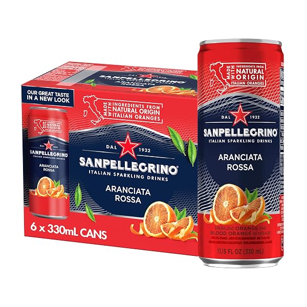 SANPELLEGRINO, ARANCIATA ROSSA ORANGE SPARKLING FRUIT BEVERAGE, 11.15 FL OZ CANS, 6 PACK