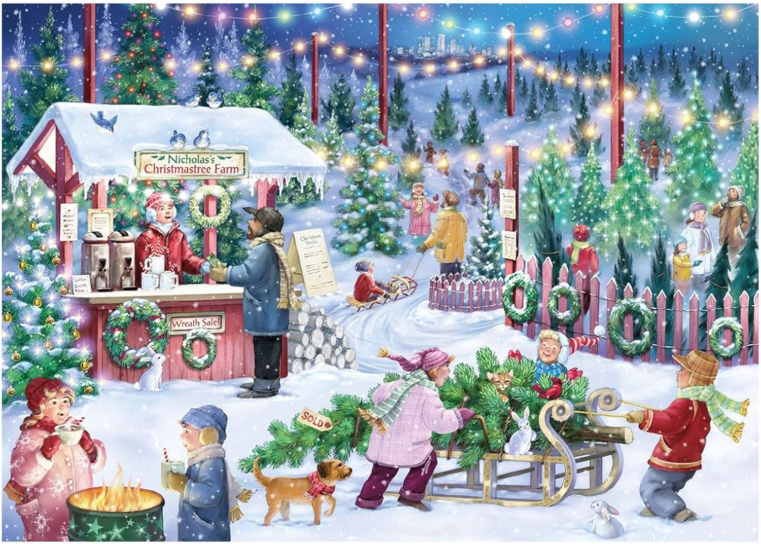 NFGHK 1000 Pieces Thicken Jigsaw Puzzles Christmas Theme Adult Children