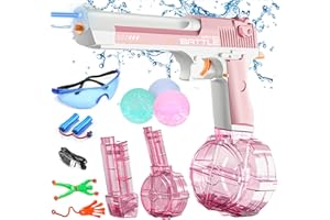 Electric Water Gun with Lighting Effects, Automatic Electric Water Guns Pistol Up to 32 FT Range, 434CC+58CC High Capacity Sq